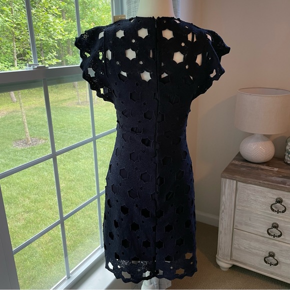 Aqua Eyelet Cutout Dress - Picture 3 of 8